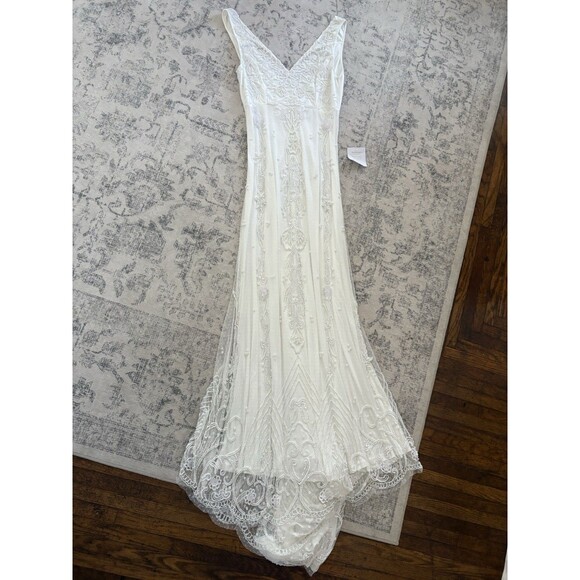 Lulus Passionate Romance White Beaded Sequin Mermaid Maxi Dress Size Large Bride - Picture 1 of 12
